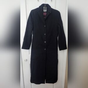 Anne Klein Vintage Black Maxi Wool Coat Quiet Luxury Old Money Academia Size 4
